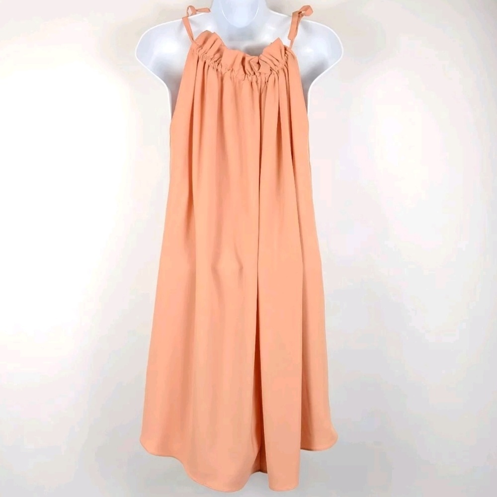 Listicle Light Pink Peach Dress Flowy Tie Straps - Picture 5 of 7